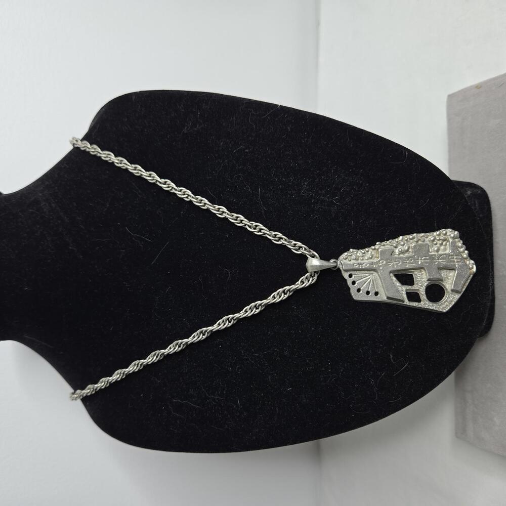 Vintage Gorham Pewter Pendant PH59 Brutalist Modernist Necklace 1960s 70s